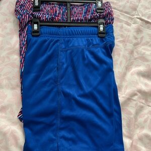 Athletic Works Blue Kids Athletic Shorts with Red-White Accent